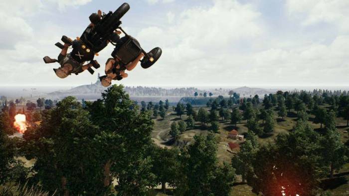 PUBG Erangel sidecar upside down jump red zone explosion view