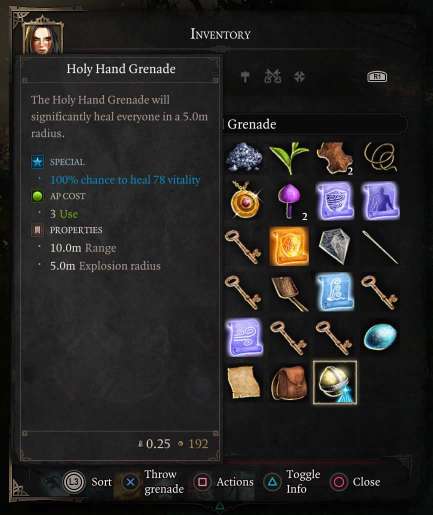 Divinity Original Sin screenshot inventory holy hand grenade