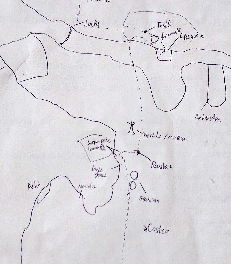 Hand drawn Seattle map pretty much unreadable