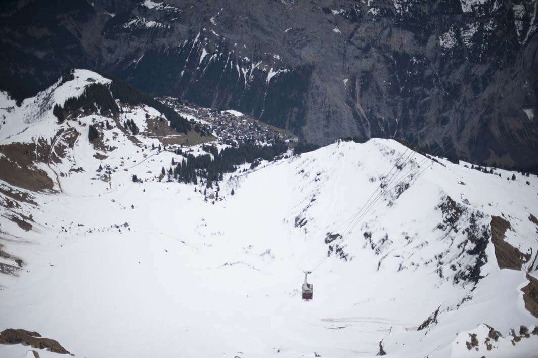 Swiss Alps Piz Gloria Schilthorn gondola Murren