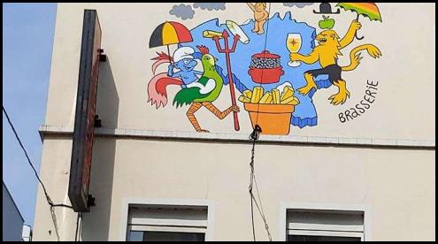 Brussels Belgium cartoon smurf Tintin Houtsiplou Brasserie