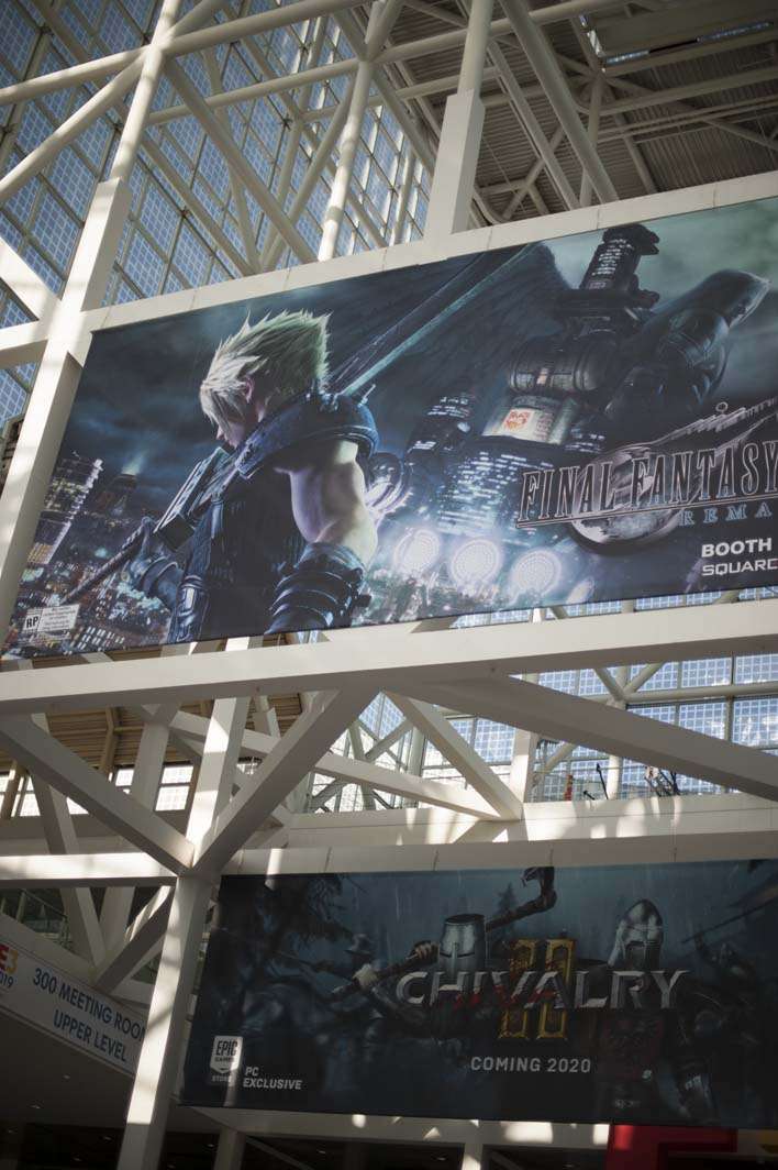 E3 2019 lobby Final Fantasy VII Remake banner