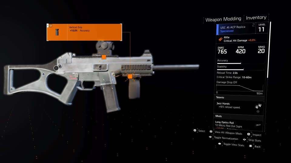 Tom Clancy The Division 2 weapon mods USC 45 ACP