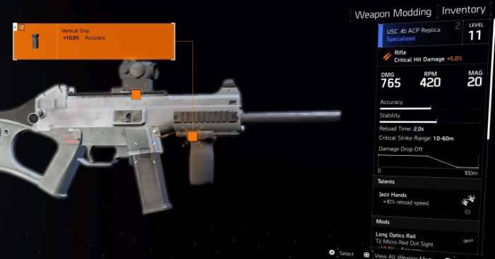 Tom Clancy The Division 2 weapon mods USC 45 ACP