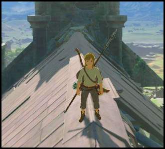 Zelda Breath of the Wild Link church roof
