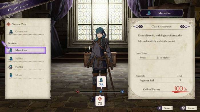 Fire Emblem Three Houses classes Myrmidon