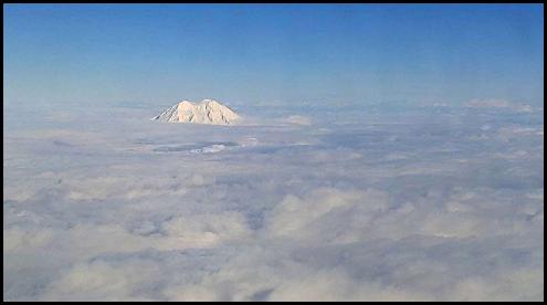 Mt Ranier from an airplane window
