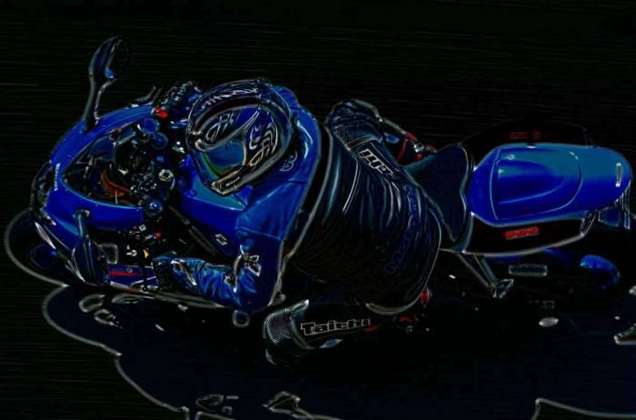 Airbrush edge effect motorcyclist graphics