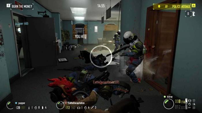 Payday 2 bank heist downed with minigun