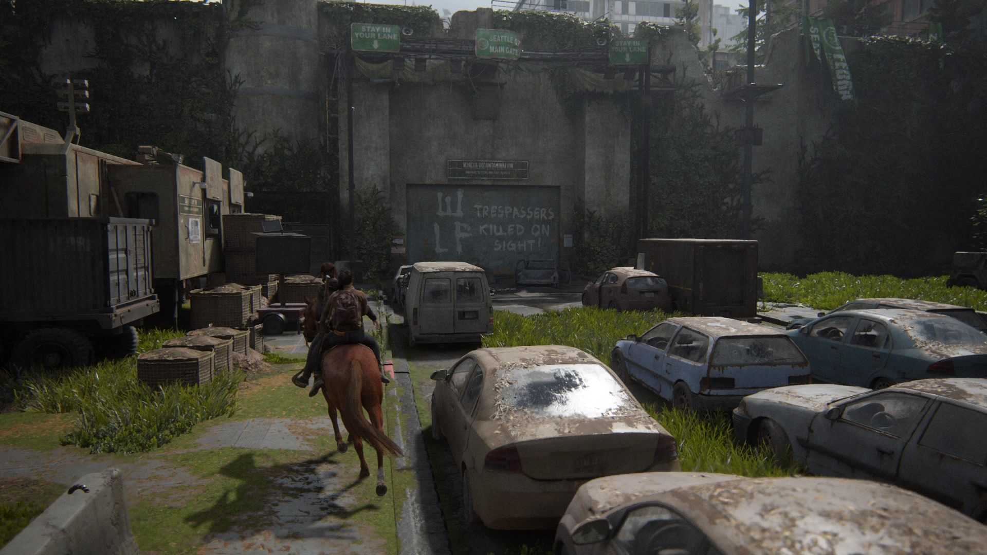 The Last of Us 2 Ellie Dina Seattle arrival horseback cars