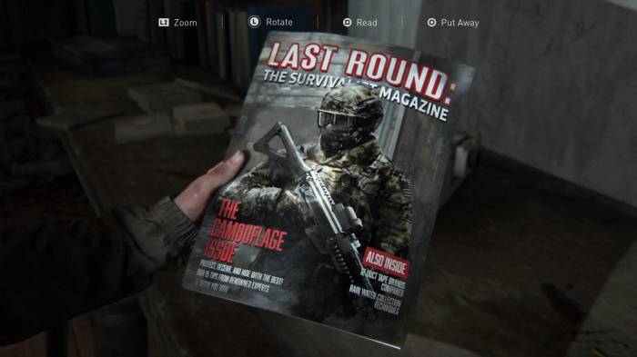 The Last Of Us Pt 2 unlockables Last Round The Camouflage Issue