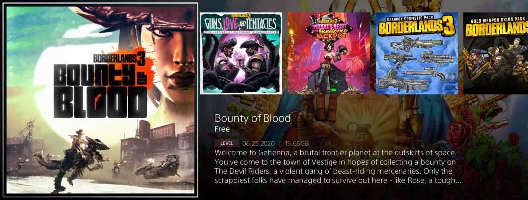 Borderlands 3 Bounty of Blood DLC catalog