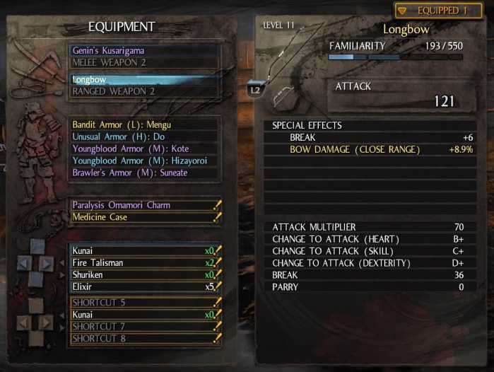 Nioh equipment inventory