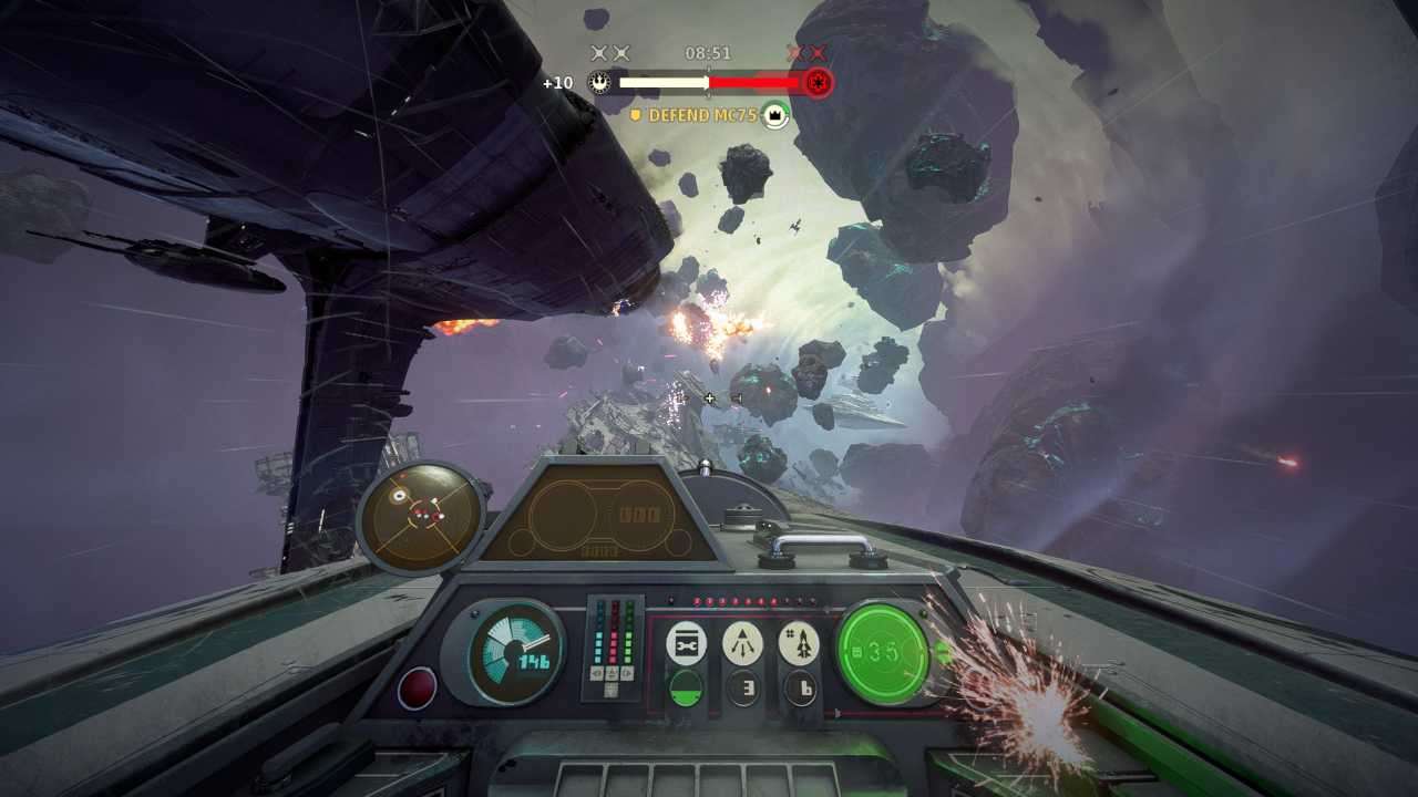 Star Wars Squadrons fleet battle respawn point asteroids