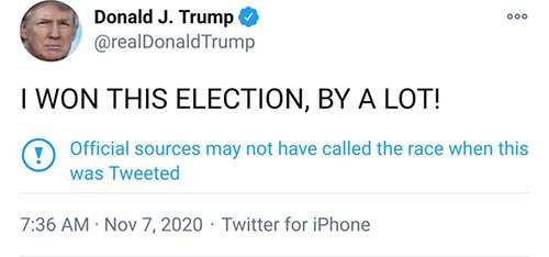 I won this election by a lot 2020 Trump tweet