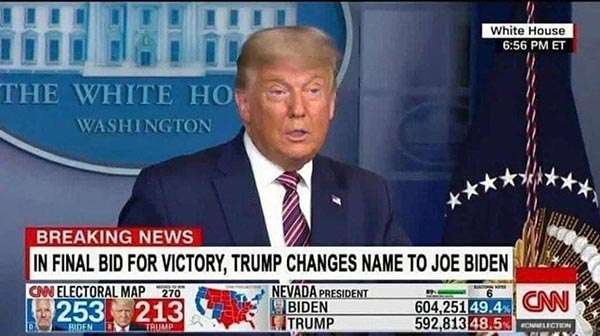Election 2020 meme Trump changes name to Joe Biden CNN