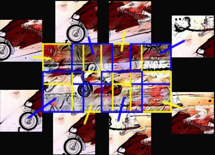 Valentino Rossi Ducati Laguna Seca Hunter S Thompson Ralph Steadman neural style transfer tiling stitch style alignment