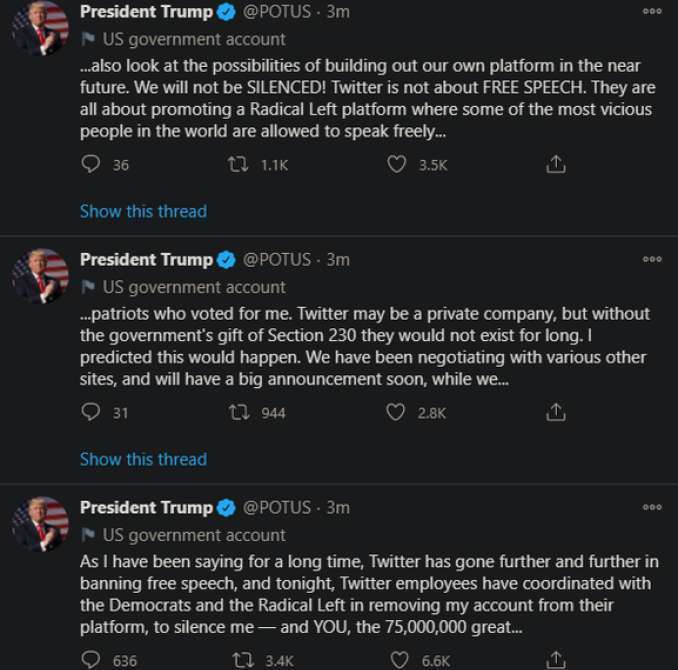 Trump tweet alt account POTUS twitter meltdown