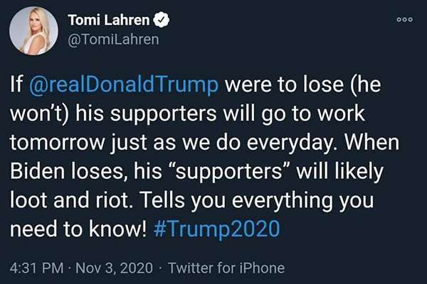 Capitol insurrection Tomi Lahren tweet irony tweet