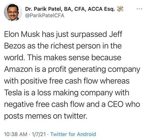 Dr Parik Patel tweet Elon Musk Jeff Bezos richest man fundamentals