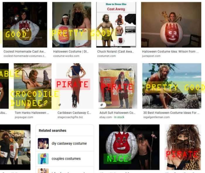 Castaway costumes Google images search hits