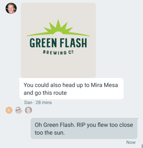 Chat Green Flash brewery dad joke icarus