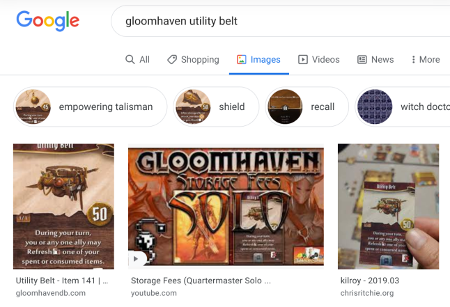 Google image search Gloomhaven utility belt