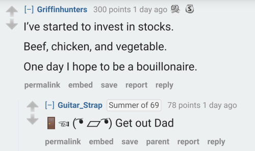 Reddit WallStreetBets dad jokes bouillonaire Griffinhunters Guitar_Strap