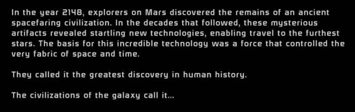 Mass Effect Legendary Edition intro text