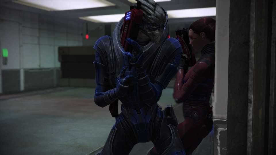 Mass Effect Legendary Garrus Shepard cover combat