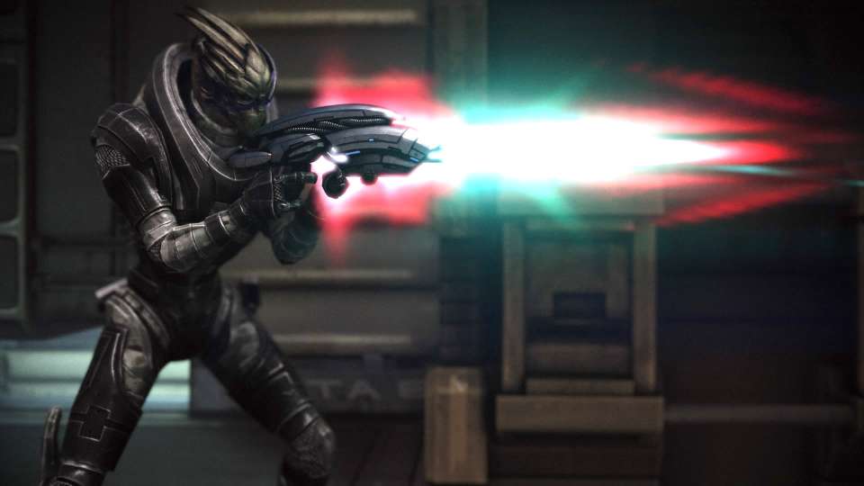 Mass Effect Legendary Garrus geth rifle shooting
