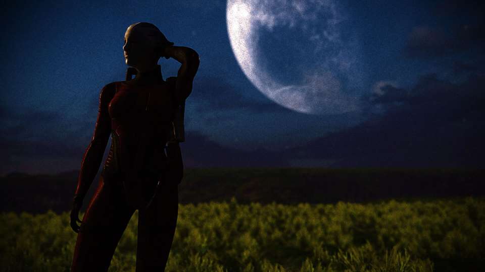 Mass Effect Legendary Liara posing moon