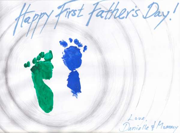 Baby feet paint Fathers Day card