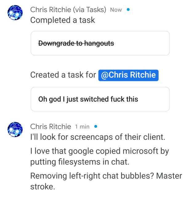 Google chat hangouts user interface tasks bubbles