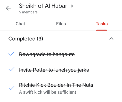 Google chat hangouts tasks