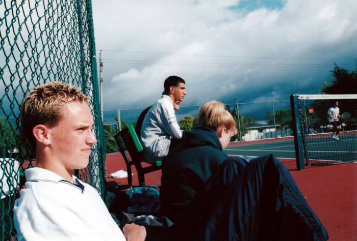High school tennis tournament waiting