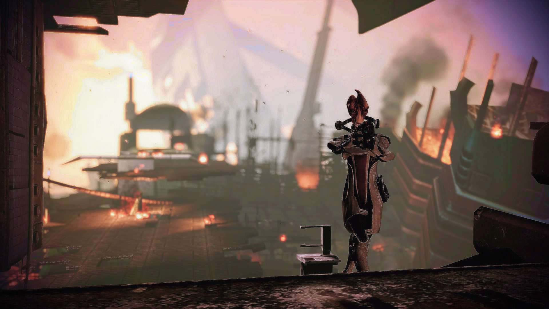 Mass Effect 2 Mordin pistol ramp wreckage