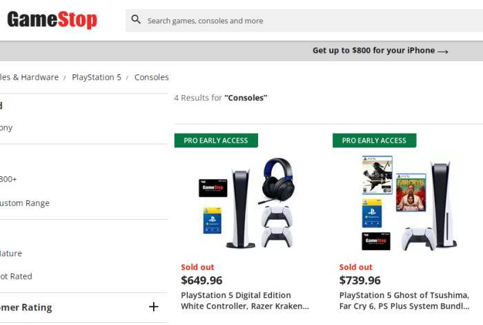 GameStop Playstation 5 bundles pro early access