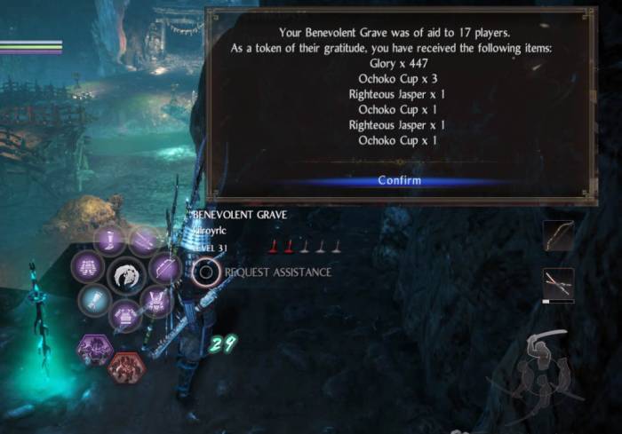 Nioh 2 benevolent grave righteous jasper rewards