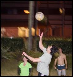 Volleyball night jump hit rear curtain