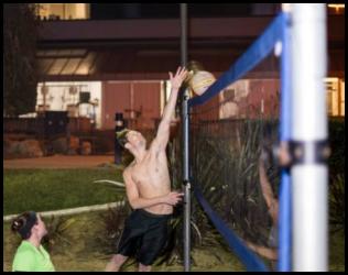 Volleyball night net jump block