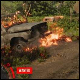thumbnail Far Cry 6 gold plated smg jungle burning vehicle