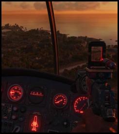 Far Cry 6 helicopter sunset view pistol