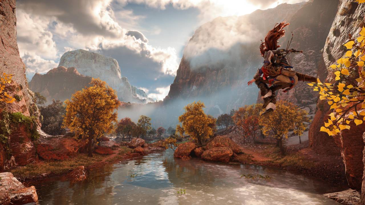 Horizon Forbidden West Aloy view pool jumping valley