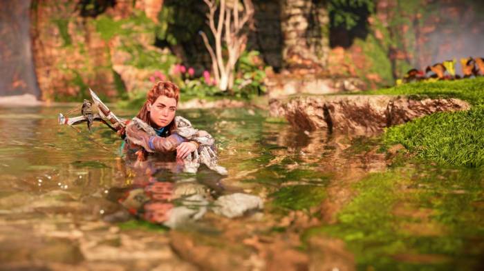 Horizon Forbidden West Aloy water reflection