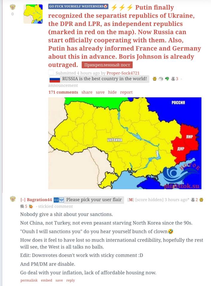 Russia Ukraine Reddit subreddit