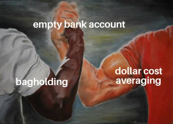 WSB WallStreetBets meme bagholding dollar cost averaging