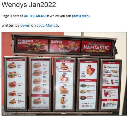 Owensoft blog Wendys menu