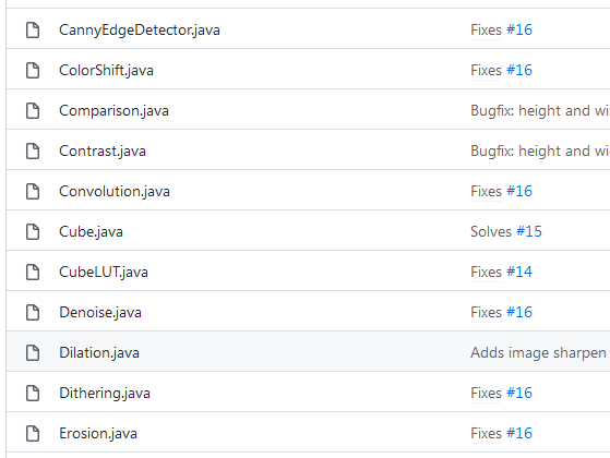 Git image filter source file list java