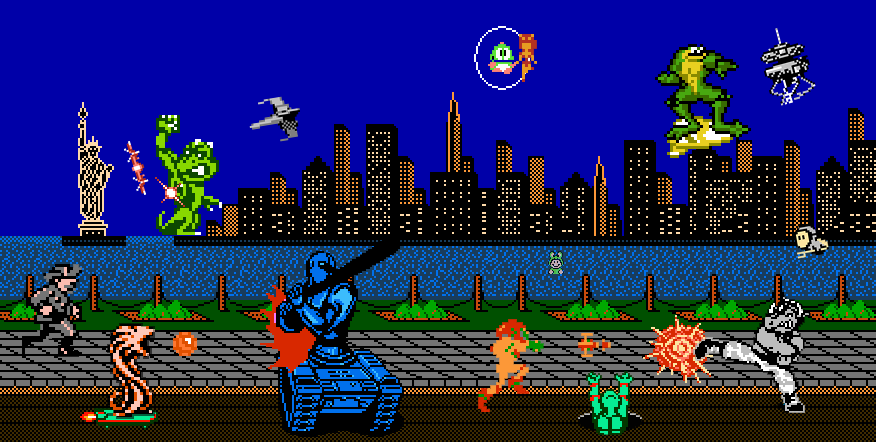 Video game 8 bit sprite mashup Star Wars Punch Out Ninja Turtles Metroid